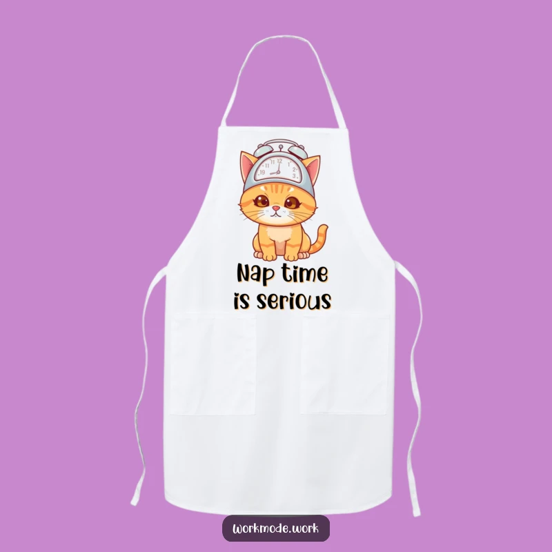 Funny Orange Cat Alarm Clock Apron: Cook Up Laughs in the Kitchen