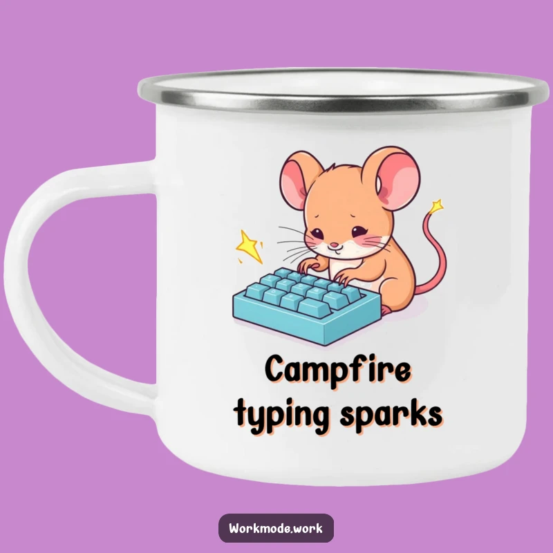 Funny Mouse Camp Mug: Witty mug with a typing theme, perfect funny gift for campers.