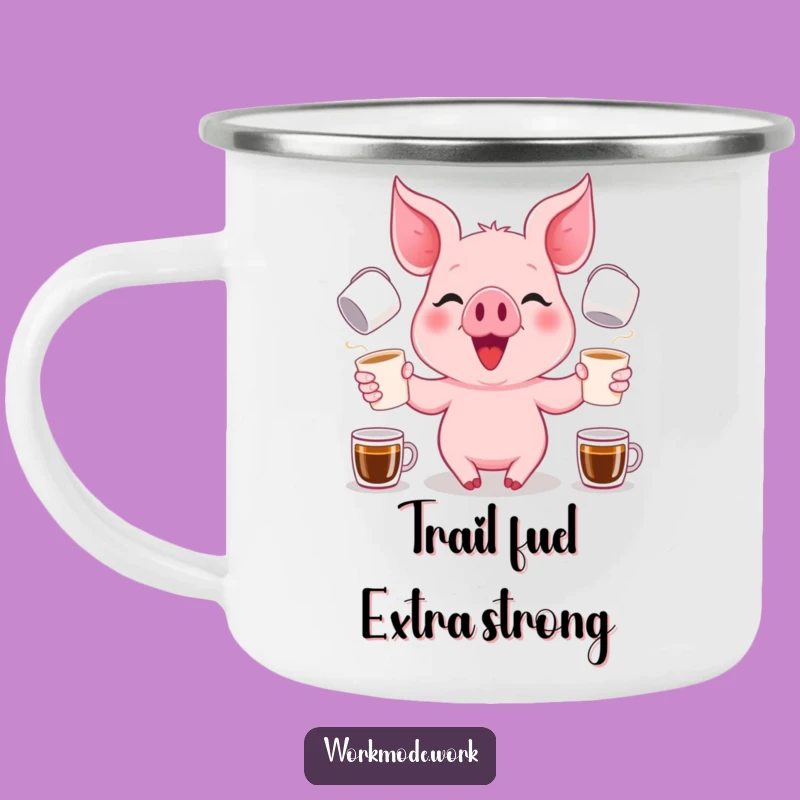 Funny Piglet Coffee Juggler Camping Mug: Outdoor Brews with a Giggle