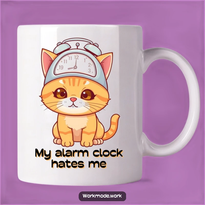 Funny Orange Cat Alarm Clock Mug: A Quirky Gift for Sleepy Cat Lovers