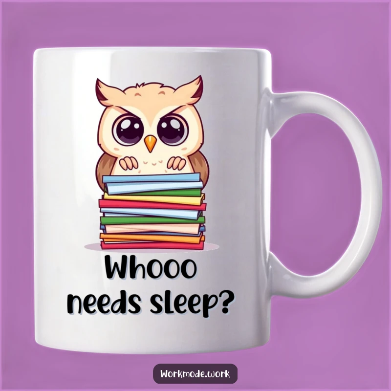 Funny Owl Mug: Wide-Eyed Owl Studying Papers, Perfect Funny Gift for Bookworms