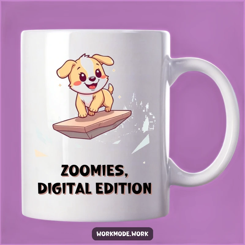 Funny Puppy Mug: Energetic Digital Pups Doing Zoomies, Perfect Funny Gift for Dog Lovers
