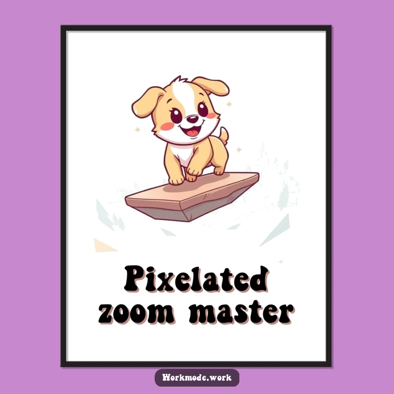 Funny Puppy Digital Art: Digital Zoomies Puppy, Whimsical Funny Gift for Walls
