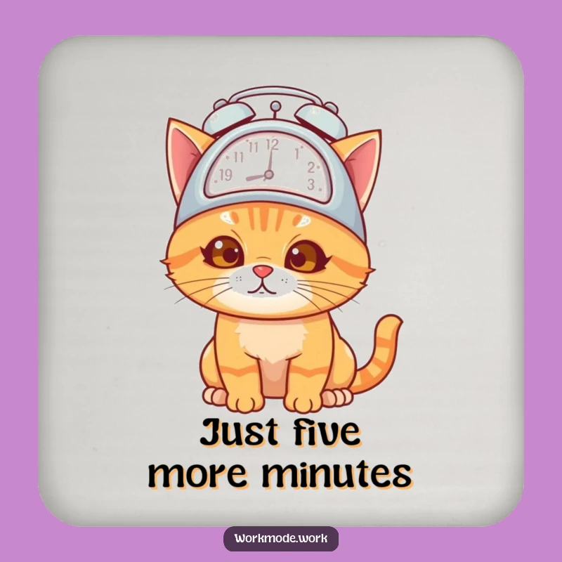 Funny Orange Cat Alarm Clock Coasters: Protect Surfaces with Feline Charm