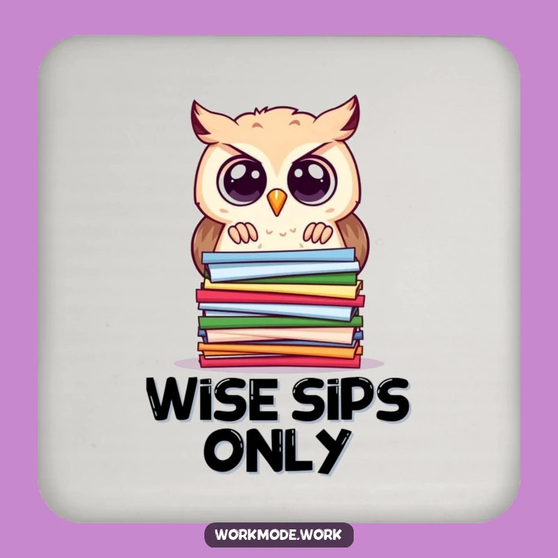 Funny Owl Coaster: Scholar Owl Studying Papers, Protect Surfaces with Funny Gift