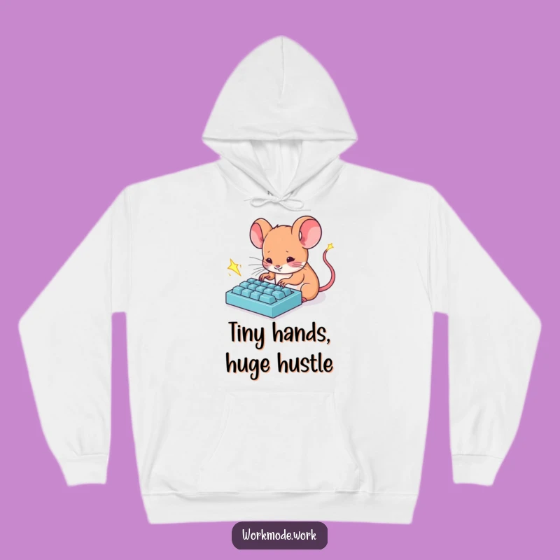 Funny Mouse Typing Hoodie: Cozy sweatshirt with a fast typist mouse, ideal funny gift for writers.
