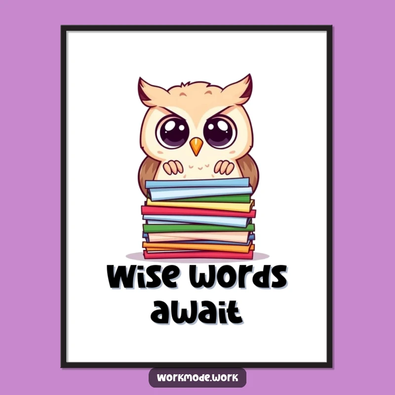 Free Printable Wall Art: Curious Owl Investigates Papers, Whimsical Downloadable Decor