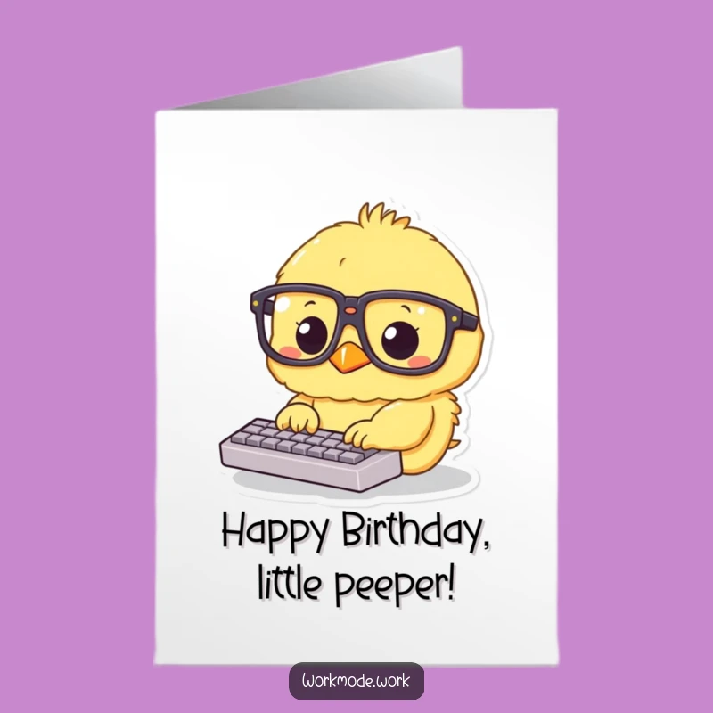 Free Printable Birthday Card: Chick Typist - Funny Downloadable Gift!