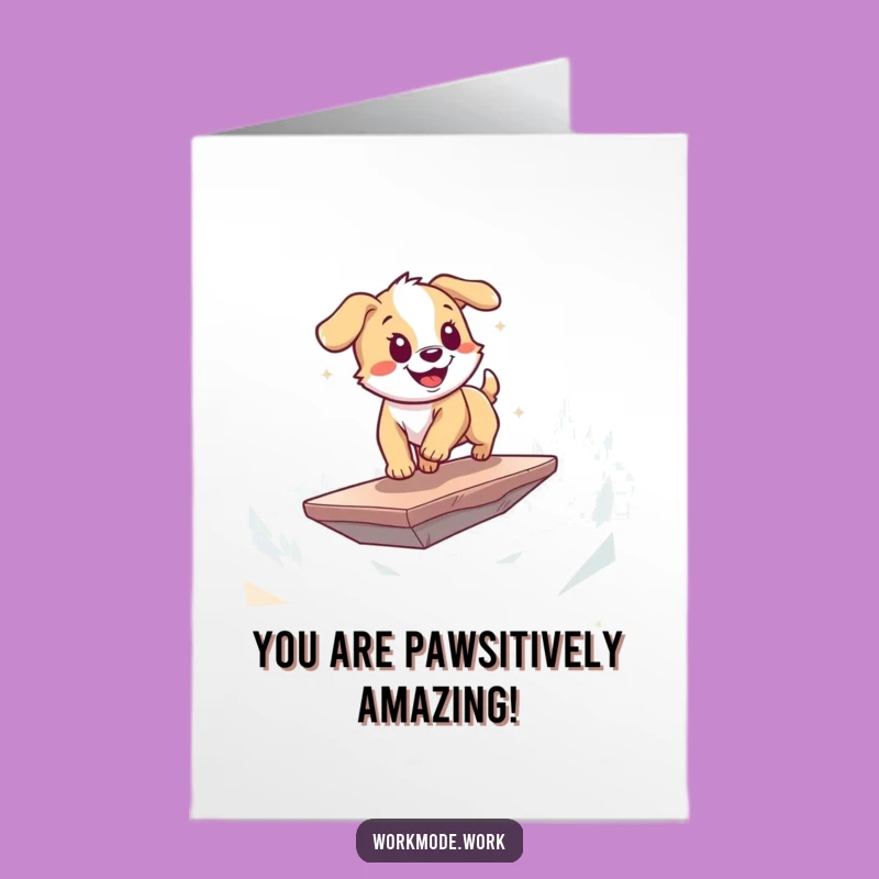 Free Printable Congrats Card: Energetic Puppy Conquers Digital Realm, Fun Download