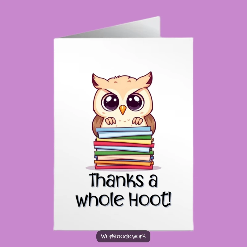 Free Printable Thank You Card: Owl Expresses Gratitude Through Papers, Downloadable