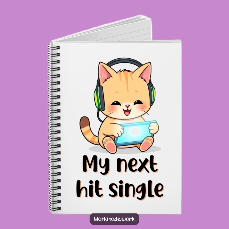 Funny Cat Notebook: Gamer Feline Tapping Tablet, Blank Funny Gift for Notes & Ideas
