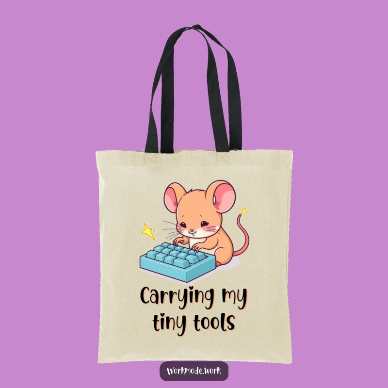 Funny Mouse Typist Tote Bag: Chic bag with a keyboard theme, great funny gift for busy people.